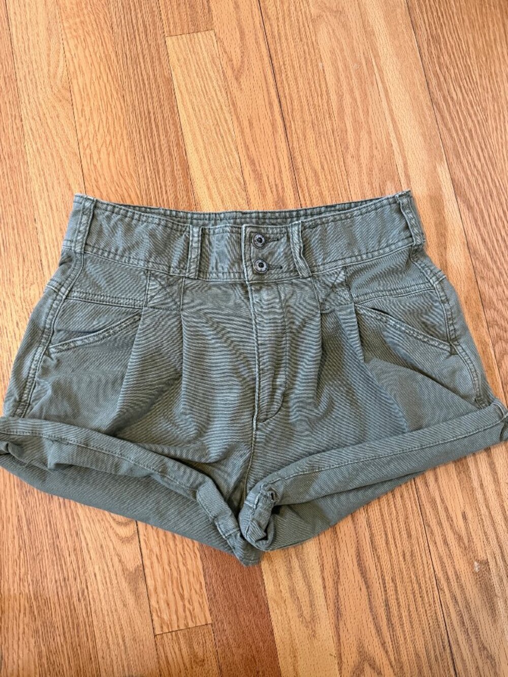 Pilcro Anthropologie High Rise Olive Green Utility Shorts Size 28